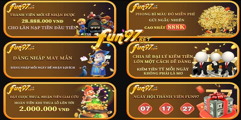 Nhà cái Fun97 có nhiều hoạt động ưu đãi hấp dẫn